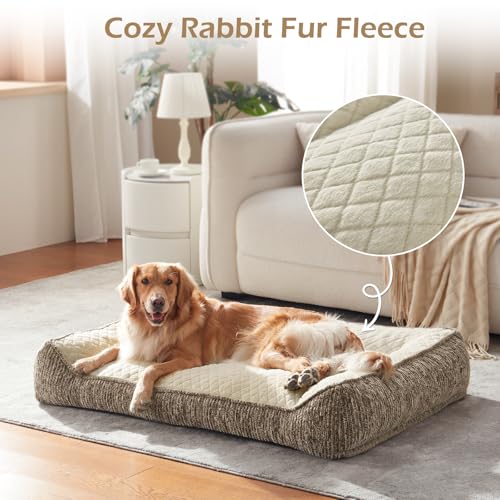 XL Orthopedic Dog Beds Large Size Dog (XL(42"L x 30"W x 8.5"Th) / Beige)