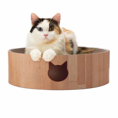 Necoichi Cat Scratcher Bowl for Indoor Cats (Regular / Oak)