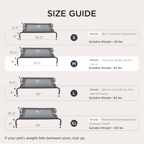 Outdoor Elevated Cooling Dog Bed Medium Size Dog (Grey / 41.4"L x 26"W x 8"Th)