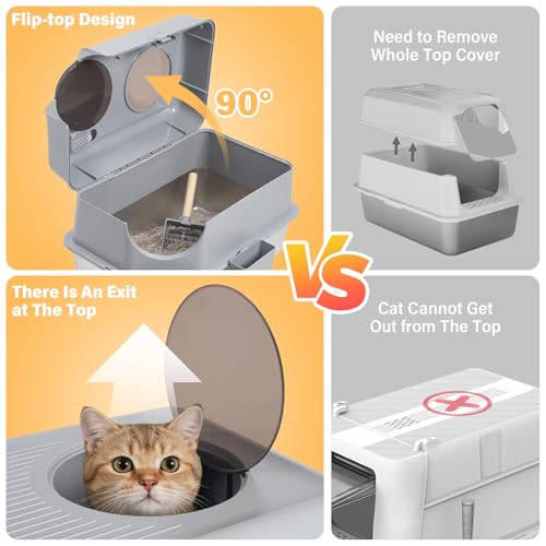 Stainless Steel Litter Box with Lid (Enclosed)