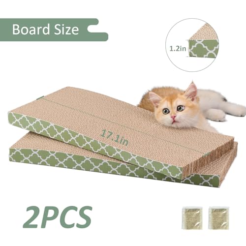 Cat Scratcher Cardboard Scratching Pads Scratch with Catnip 2PCS Reversible Corrugated Cardboard (M-2PCS)