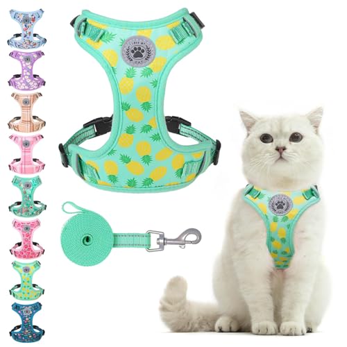 Cat Harness and Leash Set (Pineapple Green / M (Chest: 12 - 19"))