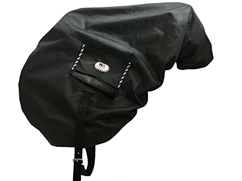 Nylon Waterproof Fleece Lined Ride On English Saddle Cover (Black)