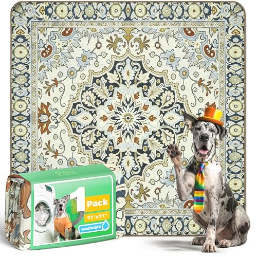 Washable Pee Pads for Dogs (Boho Beige / 71" Square (1 Pack))
