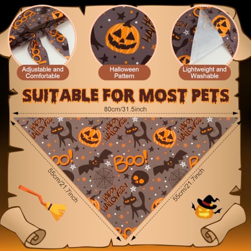 50 Pcs Halloween Dog Bandanas Bulk for Charm Large Pets (Pumpkin Pattern / 31.5 x 21.7 x21.7 Inch)