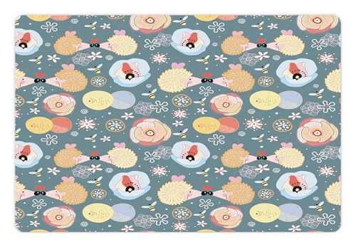 Animal Pet Mat for Food and Water (Multicolor)