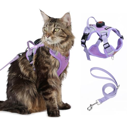 Cat Harness and Leash Set with AirTag Holder (Purple (Holder for Airtag) / L)