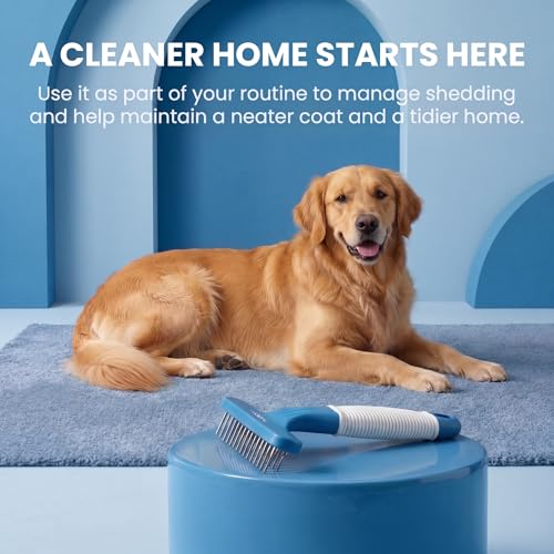 Poodle Pet Dog Grooming Rake (Blue / Shedding Comb)