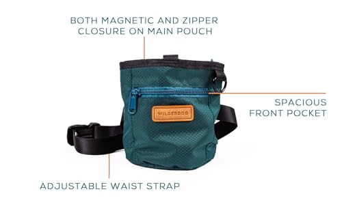 Dog Training Treat Pouch with Magnetic and Zipper Closure (Green)