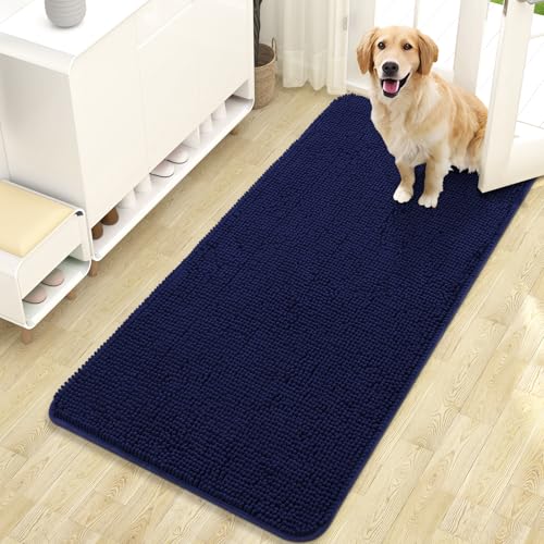 Dog Door Mat for Muddy Paws 47x24 (Navy Blue / 47" X 24")