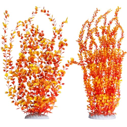 Aquarium Plastic Plants Aquarium Decor Artificial Fish Tank Plants (Orange（style B）)