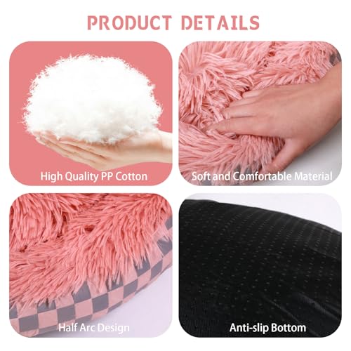 Cat Bed Hooded Plush Nest with Self (Small / Pink)