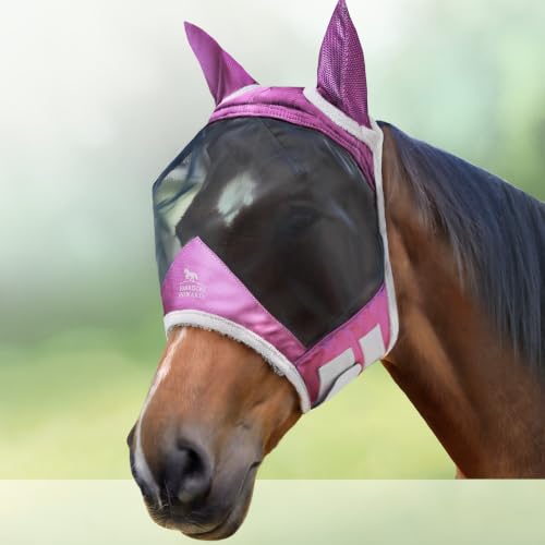 CareMaster Pro Luminous Horse Fly Mask Large Eye Space Standard with Ears UV Protection for Horse Dark Magenta S Pony (Dark Magenta / Small (Yearling))