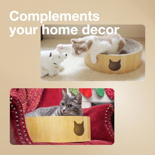 Necoichi Cat Scratcher Bowl for Indoor Cats (Regular / Oak)
