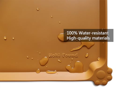 L Silicone Non Slip Pet Dog Cat Bowl Mats (22"L x 14"W / Butterscotch)
