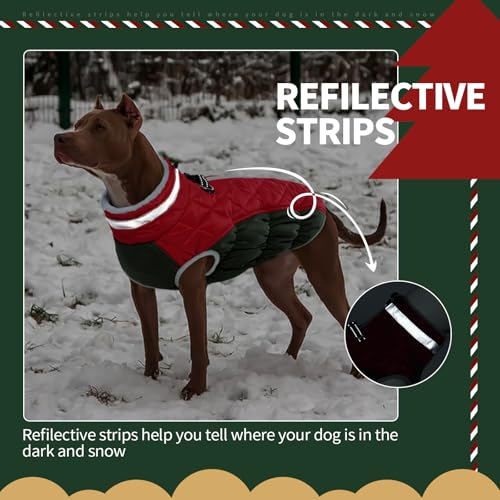 Dog Winter Coat Fleece Warm Medium Dog Coat with Harness Built in (Christmas / M(chest:21in))