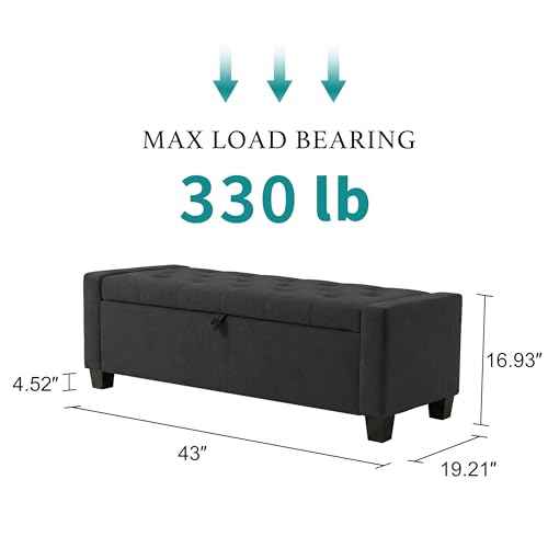 43" Ottoman with Storage (Darkgray / 19.2"D x 43"W x 16.9"H)