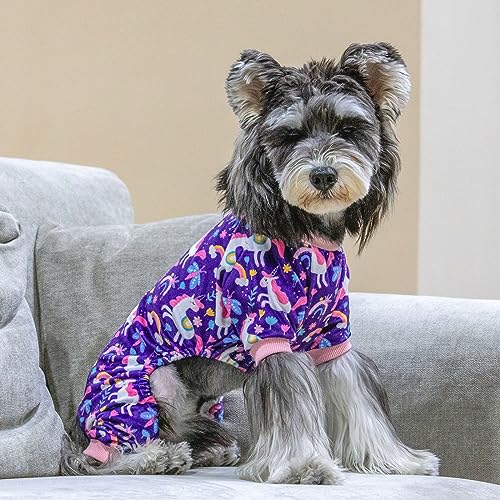 Dog Halloween Pajamas Puppy Onesies Small Dogs Soft Pjs Coat Cat Apparel Comfy Pet Christmas Clothes Outfit Doggie Bodysuit (Large / Rainbow unicorn)