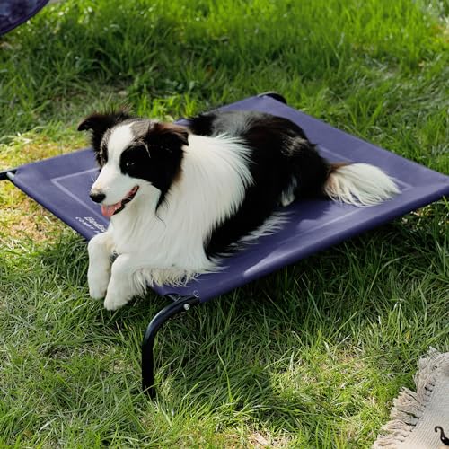 Outdoor Elevated Cooling Dog Bed Large Sized Dog (DeepSea Blue / 49"L x 31.5"W x 8"Th)
