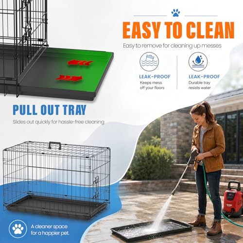 Dog Crate for Medium Dogs 30 Inch Folding Kennel Metal Pet Cage Black (Black / 30.0"L x 17.0"W x 19.0"H)
