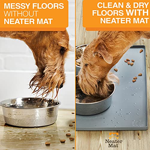 Neater Mat Pet Mats for Food and Water (24"L x 16"W / Gunmetal)