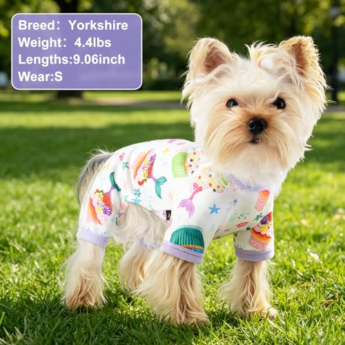 Dog Pajamas Pjs Spring Summer Dog Clothes for Small Dogs Girl (Purple Cake / X-Large（16-20 lb))
