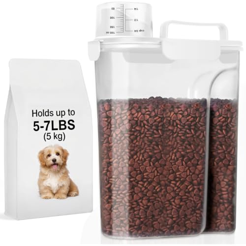 5 7LBS Plastic Dog Cat Storage Container PBA (White / 5L-1pack)