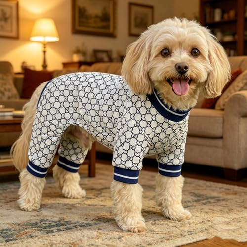 Dog Pajamas Onesie (01 Blue Heart / XS (2.5-4 lb) Chest: 11.8")