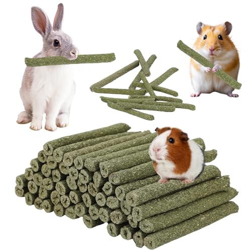 100PCS Timothy Hay Sticks for Rabbits Guinea Pigs Chinchillas Chew Treats