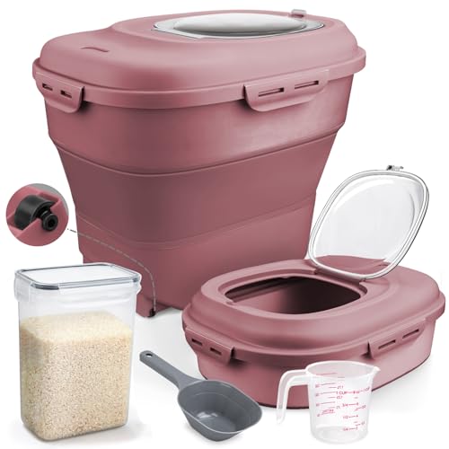 Rice Storage Bin Cereal Containers (Pink)