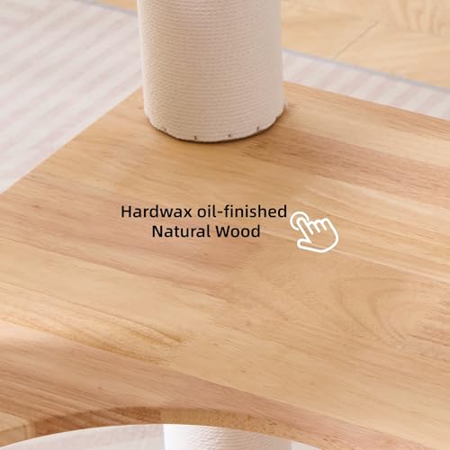 Modern Natural Wooden Wood Cat Tree Tower Condo (57 Inches - Solid Wood)