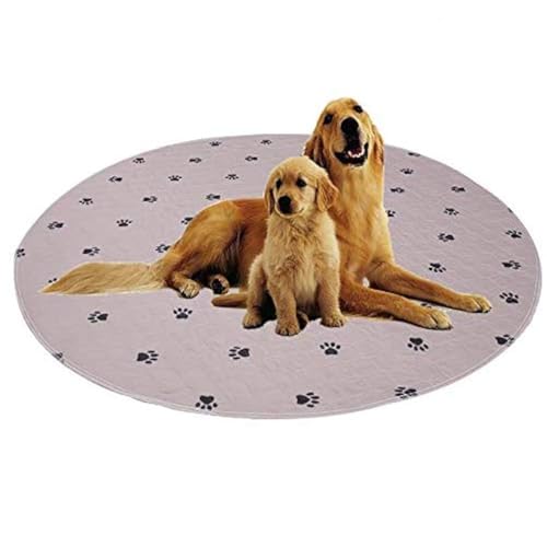 Washable Dog Pee Pads with Puppy Grooming Gloves (48 Round Inch (Pack of 2))