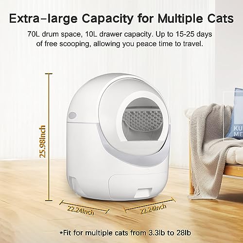 Self Cleaning Cat Litter Box (A-White)