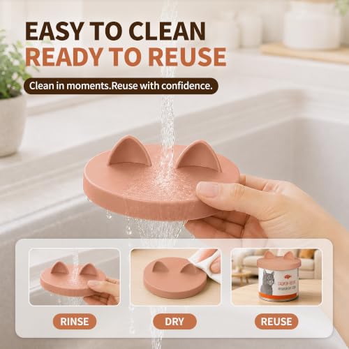 3-in-1 Dog Food Can Lids, Cat Food Can Covers, 2pcs, Coral (Nude Pink)