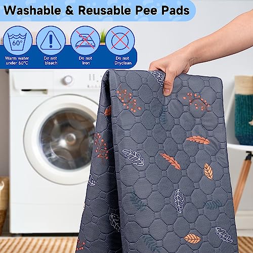 Washable Pee Pads for Dogs (Leaves - Deep Grey / 36x41 Inch (Pack of 2))