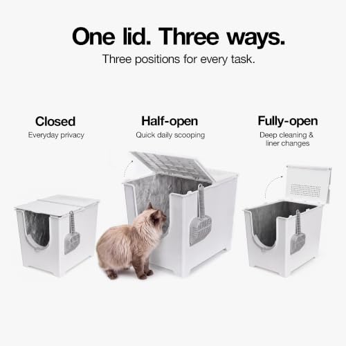 Flip Covered Cat Litter Box Starter Kit Bundle (Starter Kit - Gray Litter Box / Gray Mat)
