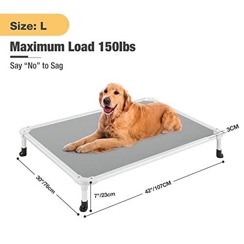 Chew Proof Elevated Dog Bed (Gray / 42.0"L x 30.0"W x 7.0"Th)