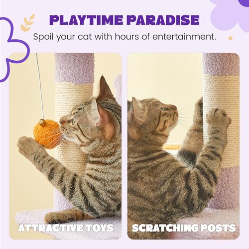 Flower Cat Tree for Indoor Cats (63.8 in / Purple)