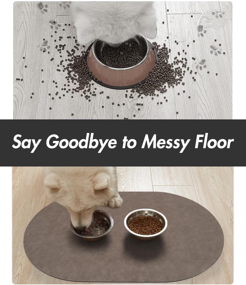 Absorbent Dog Food Mat (Brown / 14"x22")