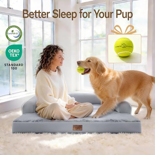 Orthopedic XL Dog Bed for Large and Extra Large Dogs (Grey / 42"L x 30"W x 7.5"Th)