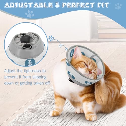 Cat Cone Collar Soft Elizabethan Collar for Surgery Recovery (Grey / M (Neck 7"-9"))