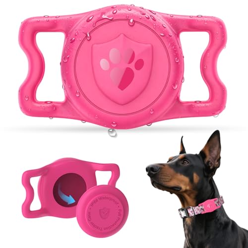 IP68 Waterproof AirTag Holder for Dog Collar (Rose Red)
