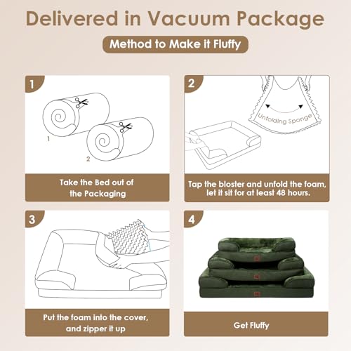 Orthopedic Dog Beds Large Sized Dog (Dark Green / 41.0"l X 27.0"w X 6.5"th)