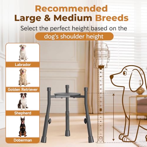 Elevated Dog Bowl Stand for Large Medium Breeds (Black-Taller 4 Heights 2 Pack)