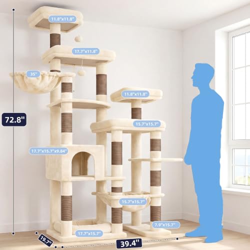 Cat Tree Tower (Beige and Brown / 72.8 Inches)