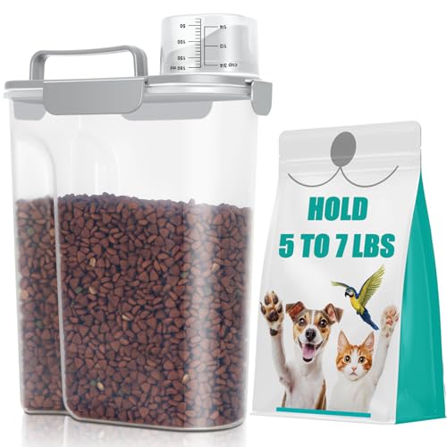 Dog Cat Food Storage Container 5 to 7 lbs (Light Grey / 6 Qt)