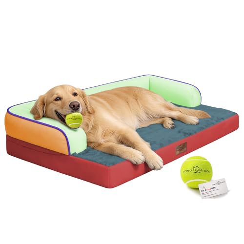 Orthopedic XL Dog Bed for Large and Extra Large Dogs (Mint Fiesta / 42"L x 30"W x 7.5"Th)