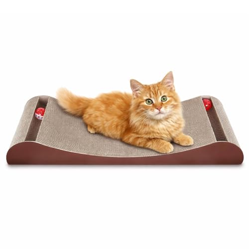 Cat Scratcher Cardboard Lounge Bed with Bell Ball Toy (Loubge Bed-Ball)