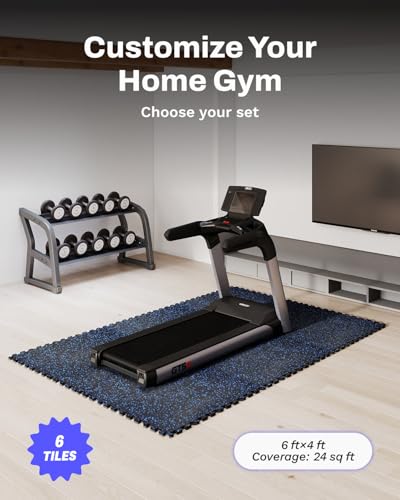 0.79" Thick Gym Flooring for Home Gym (Black/Blue / 24 Sq Ft (6 Tiles))