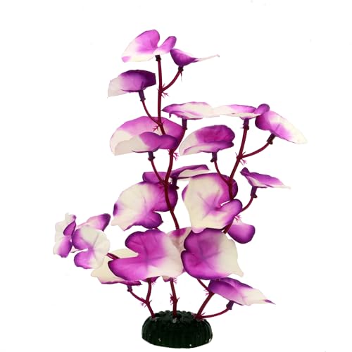 Silk Aquarium Plants for Betta Fish Tank (Purple-white / 8 Inch)
